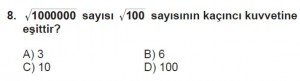 8. Sınıf Matematik kazanım Test 4 soru8
