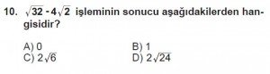 8. Sınıf Matematik kazanım Test 5 soru10