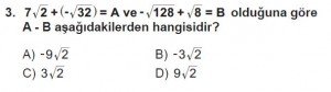 8. Sınıf Matematik kazanım Test 5 soru3
