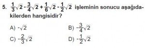 8. Sınıf Matematik kazanım Test 5 soru5