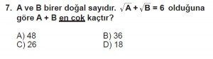 8. Sınıf Matematik kazanım Test 5 soru7
