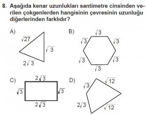 8. Sınıf Matematik kazanım Test 5 soru8