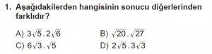 8. Sınıf Matematik kazanım Test 6 soru1