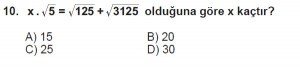 8. Sınıf Matematik kazanım Test 6 soru10