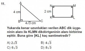 8. Sınıf Matematik kazanım Test 6 soru11