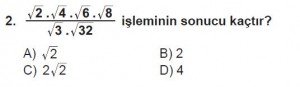 8. Sınıf Matematik kazanım Test 6 soru2