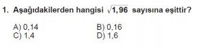 8. Sınıf Matematik kazanım Test 7 soru1