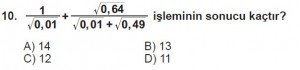 8. Sınıf Matematik kazanım Test 7 soru10