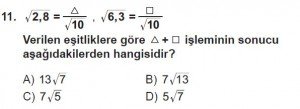 8. Sınıf Matematik kazanım Test 7 soru11