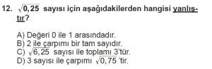 8. Sınıf Matematik kazanım Test 7 soru12