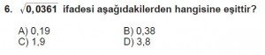 8. Sınıf Matematik kazanım Test 7 soru6
