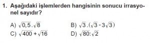 8. Sınıf Matematik kazanım Test 8 soru1