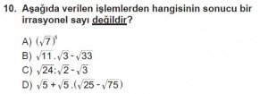 8. Sınıf Matematik kazanım Test 8 soru10