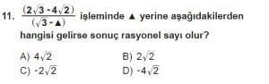8. Sınıf Matematik kazanım Test 8 soru11