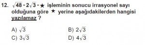 8. Sınıf Matematik kazanım Test 8 soru12