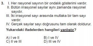 8. Sınıf Matematik kazanım Test 8 soru3