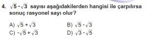 8. Sınıf Matematik kazanım Test 8 soru4
