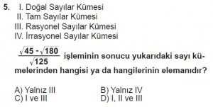 8. Sınıf Matematik kazanım Test 8 soru5