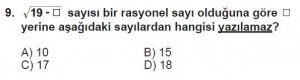 8. Sınıf Matematik kazanım Test 8 soru9