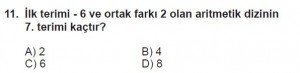 8. Sınıf Matematik kazanım Test 9 soru11