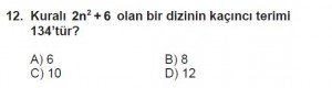 8. Sınıf Matematik kazanım Test 9 soru12