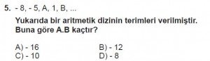 8. Sınıf Matematik kazanım Test 9 soru5