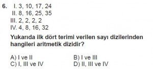8. Sınıf Matematik kazanım Test 9 soru6