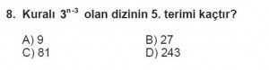8. Sınıf Matematik kazanım Test 9 soru8