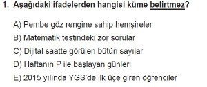 9. Sınıf Matematik kazanım Test 1 soru1