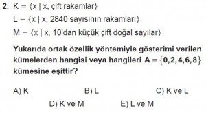 9. Sınıf Matematik kazanım Test 1 soru2