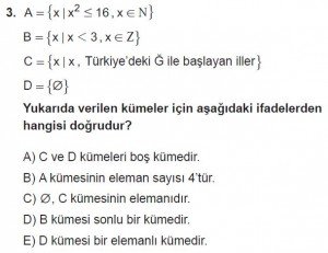 9. Sınıf Matematik kazanım Test 1 soru3