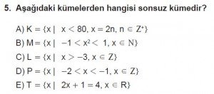 9. Sınıf Matematik kazanım Test 1 soru5
