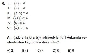 9. Sınıf Matematik kazanım Test 1 soru6