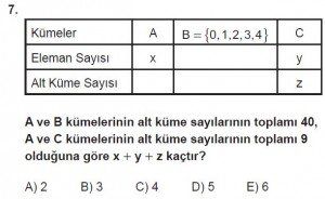 9. Sınıf Matematik kazanım Test 1 soru7