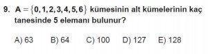 9. Sınıf Matematik kazanım Test 1 soru9