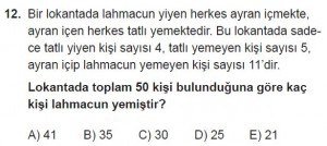 9. Sınıf Matematik kazanım Test 2 soru12