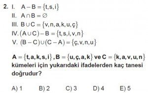 9. Sınıf Matematik kazanım Test 2 soru2