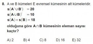9. Sınıf Matematik kazanım Test 2 soru8