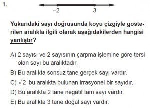 9. Sınıf Matematik kazanım Test 3 soru1