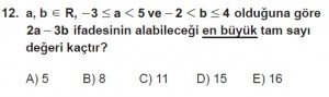 9. Sınıf Matematik kazanım Test 3 soru12