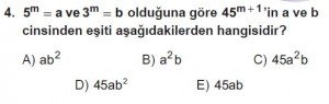 9. Sınıf Matematik kazanım Test 5 soru4
