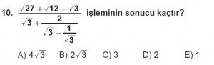 9. Sınıf Matematik kazanım Test 6 soru10