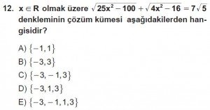 9. Sınıf Matematik kazanım Test 6 soru12