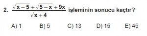 9. Sınıf Matematik kazanım Test 6 soru2