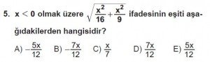 9. Sınıf Matematik kazanım Test 6 soru5