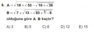 9. Sınıf Matematik kazanım Test 6 soru6