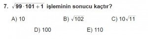 9. Sınıf Matematik kazanım Test 6 soru7