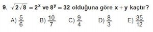 9. Sınıf Matematik kazanım Test 6 soru9