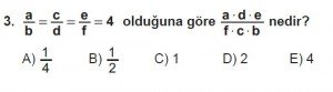 9. Sınıf Matematik kazanım Test 7 soru3
