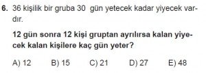 9. Sınıf Matematik kazanım Test 7 soru6